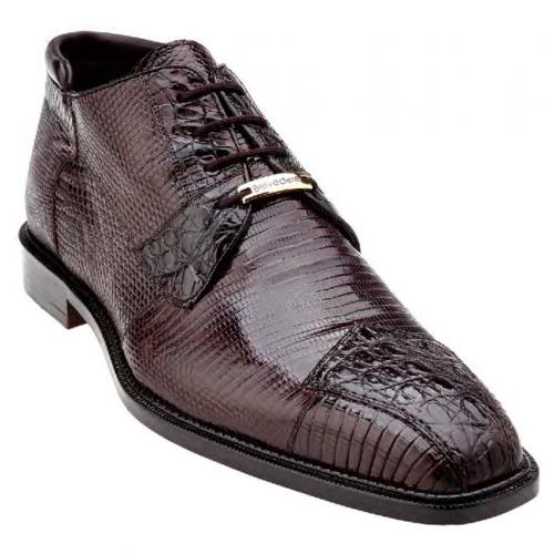 Belvedere "Napoli" Brown Genuine Crocodile & Lizard Leather Ankle Boots 1479